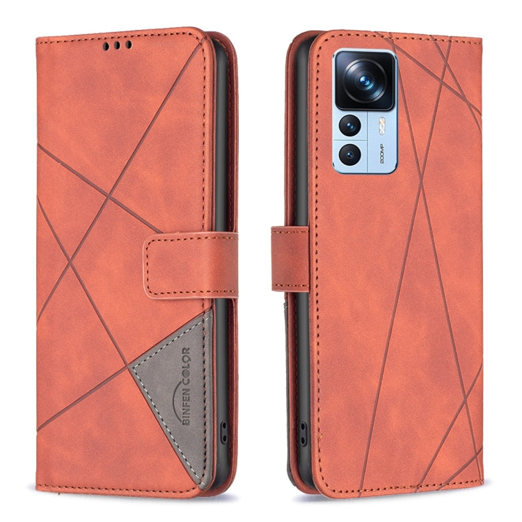 For Xiaomi 12T / 12T Pro / Redmi K50 Ultra Magnetic Buckle Rhombus Texture Leather Phone Case