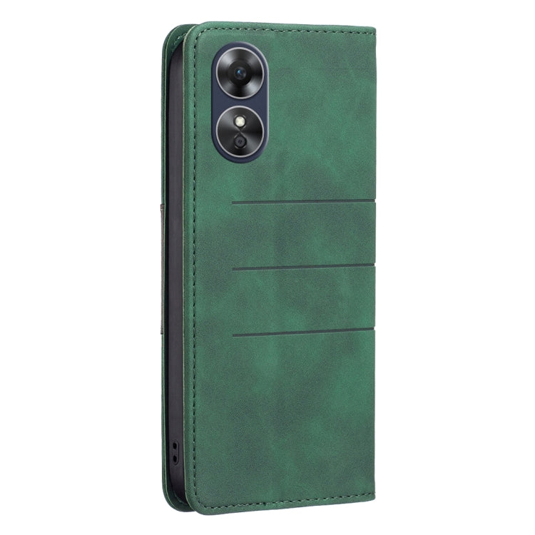 For OPPO A17 BF10 Color Block Magnetic Flip Leather Phone Case