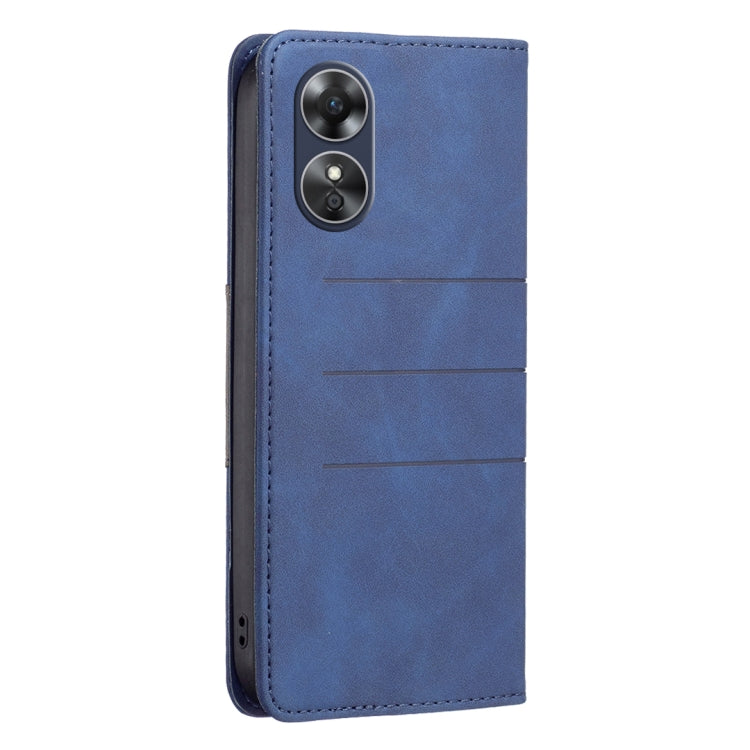For OPPO A17 BF10 Color Block Magnetic Flip Leather Phone Case
