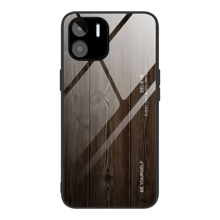 For Xiaomi Redmi A1 4G Wood Grain Glass Phone Case