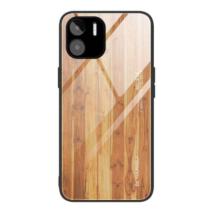 For Xiaomi Redmi A1 4G Wood Grain Glass Phone Case