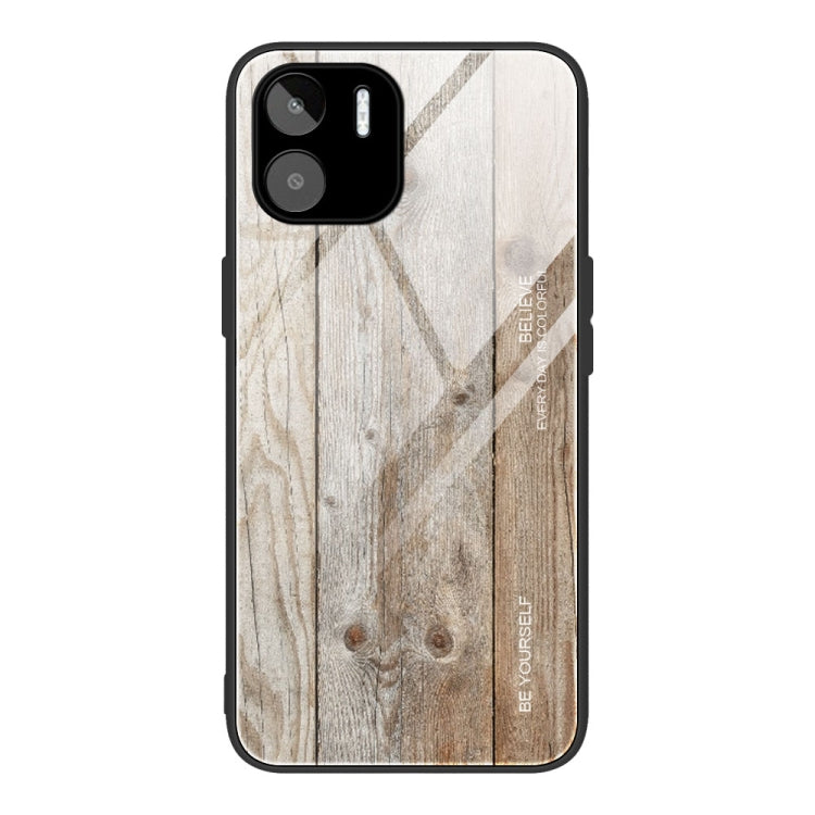 For Xiaomi Redmi A1 4G Wood Grain Glass Phone Case