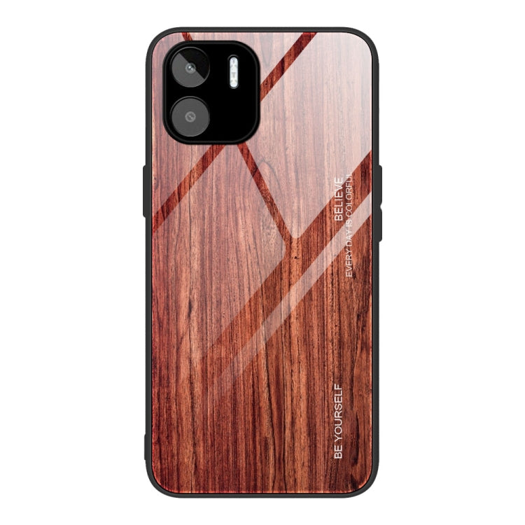 For Xiaomi Redmi A1 4G Wood Grain Glass Phone Case