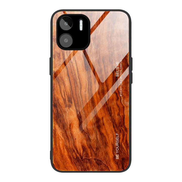For Xiaomi Redmi A1 4G Wood Grain Glass Phone Case