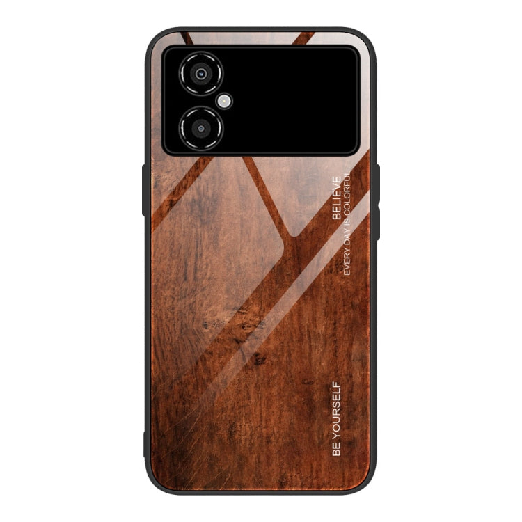 For Xiaomi Poco M4 Wood Grain Glass Phone Case