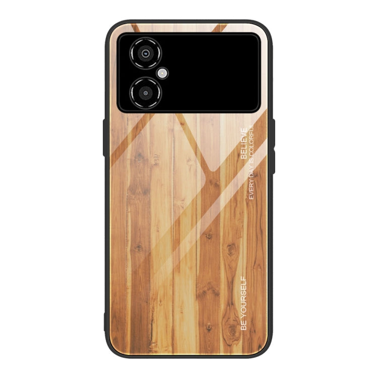 For Xiaomi Poco M4 Wood Grain Glass Phone Case