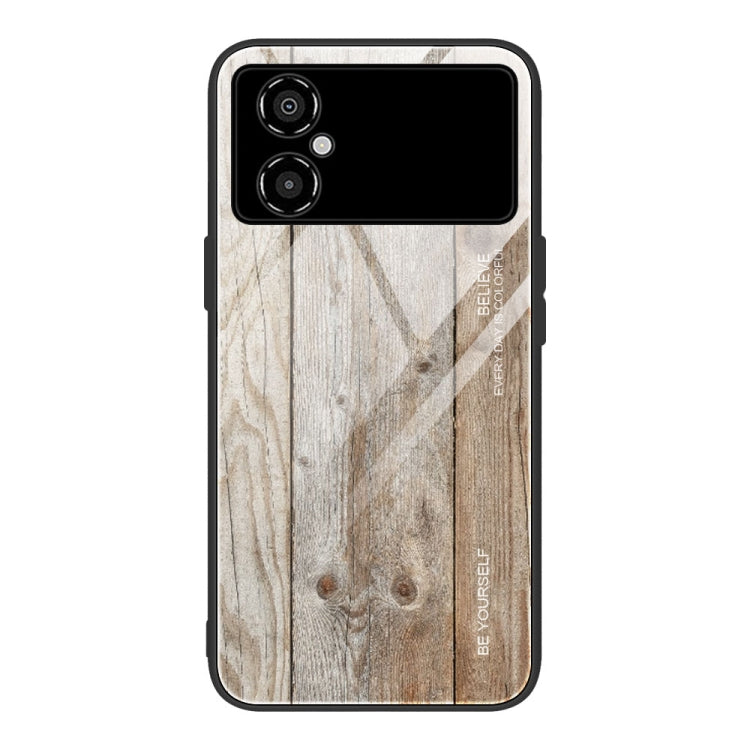 For Xiaomi Poco M4 Wood Grain Glass Phone Case