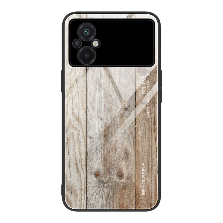 For Xiaomi Poco M5 Wood Grain Glass Phone Case