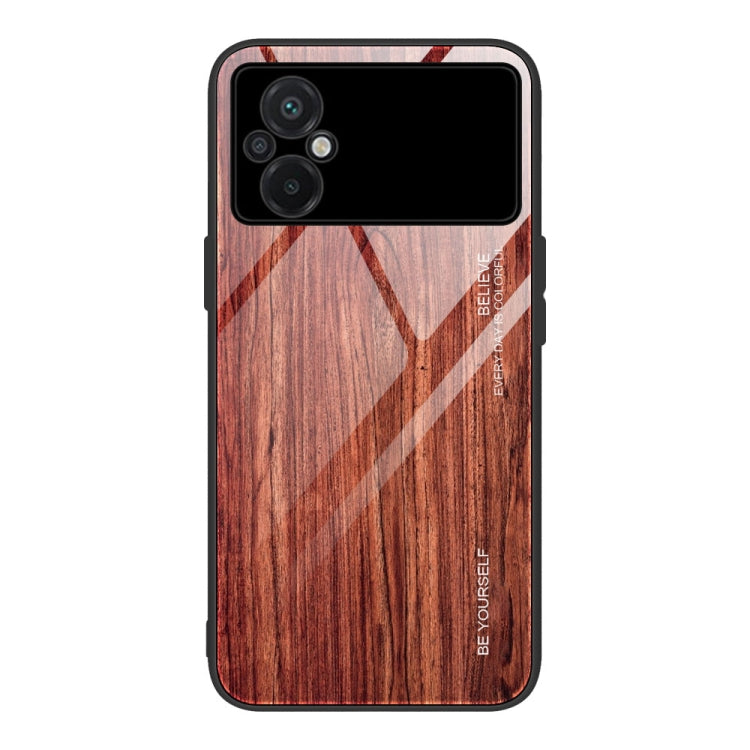 For Xiaomi Poco M5 Wood Grain Glass Phone Case