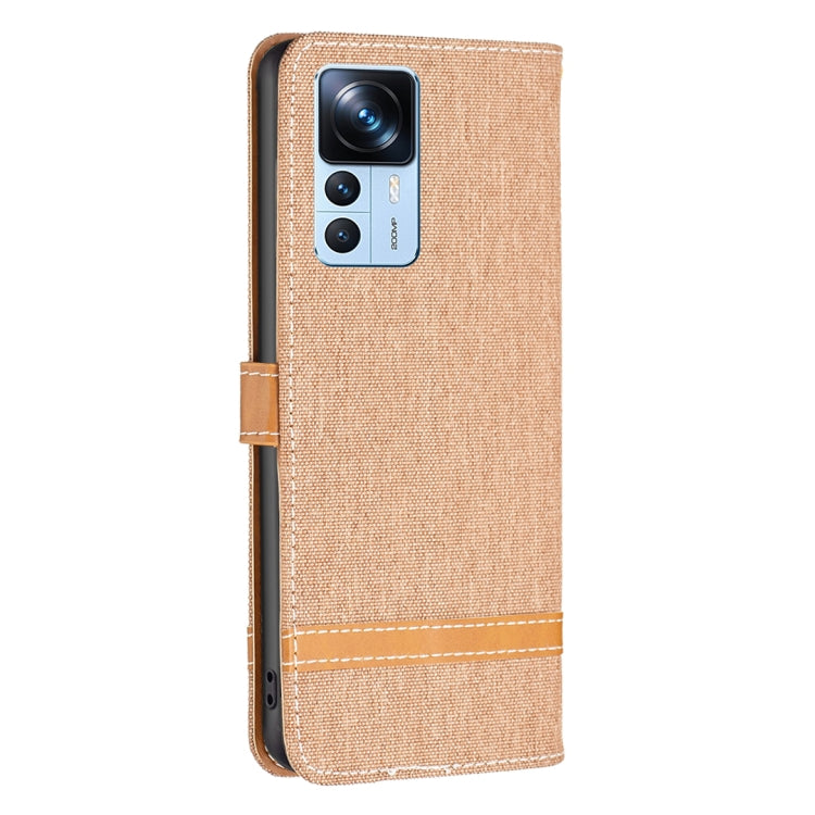 For Xiaomi 12T / 12T Pro / Redmi K50 Ultra Color Block Denim Texture Leather Phone Case