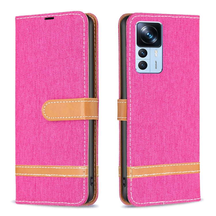 For Xiaomi 12T / 12T Pro / Redmi K50 Ultra Color Block Denim Texture Leather Phone Case