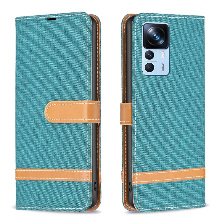 For Xiaomi 12T / 12T Pro / Redmi K50 Ultra Color Block Denim Texture Leather Phone Case