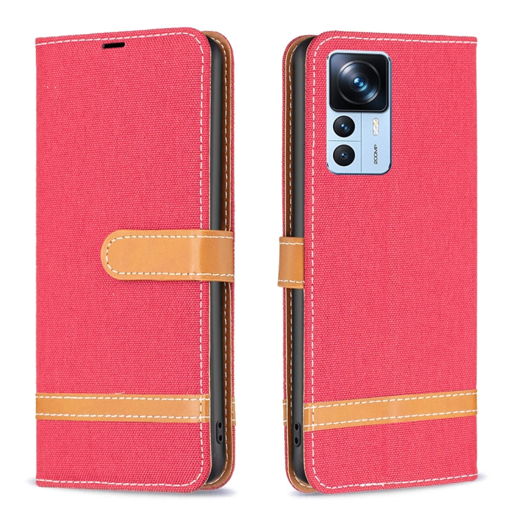 For Xiaomi 12T / 12T Pro / Redmi K50 Ultra Color Block Denim Texture Leather Phone Case