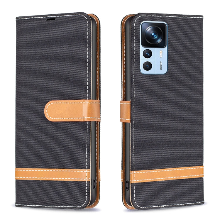 For Xiaomi 12T / 12T Pro / Redmi K50 Ultra Color Block Denim Texture Leather Phone Case
