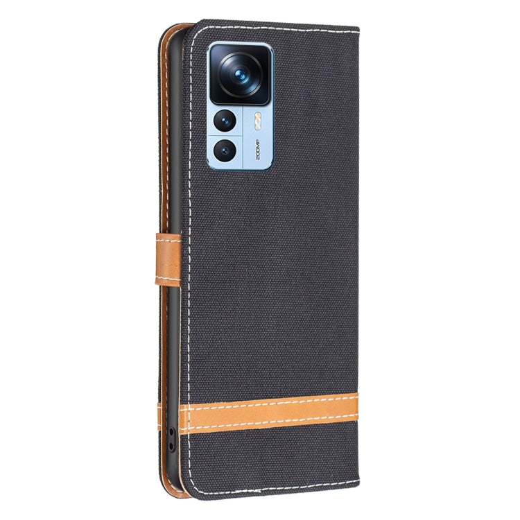For Xiaomi 12T / 12T Pro / Redmi K50 Ultra Color Block Denim Texture Leather Phone Case