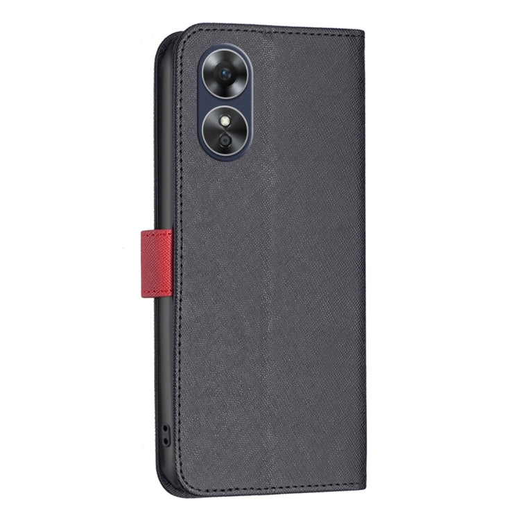 For OPPO A17 BF13 Color Matching Cross Texture Leather Phone Case