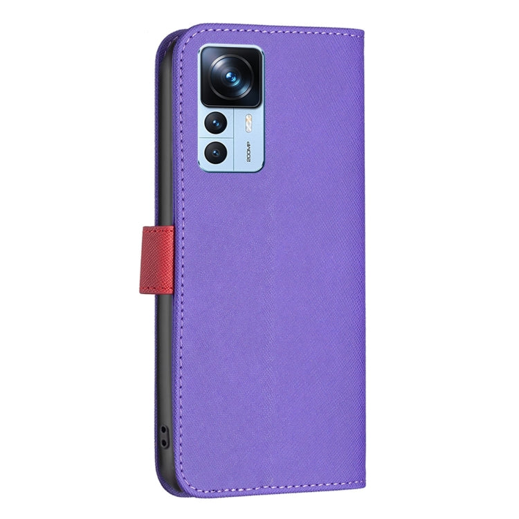 For Xiaomi 12T / 12T Pro / Redmi K50 Ultra BF13 Color Matching Cross Texture Leather Phone Case