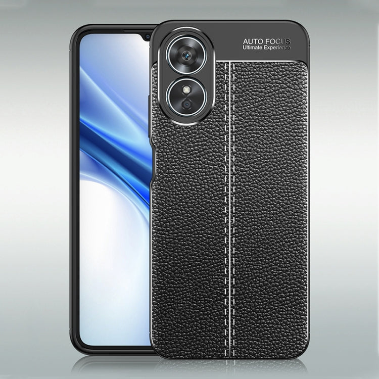 For OPPO A17 Litchi Texture Shockproof TPU Phone Case