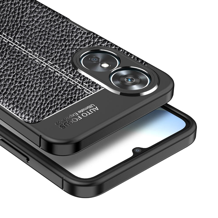 For OPPO A17 Litchi Texture Shockproof TPU Phone Case
