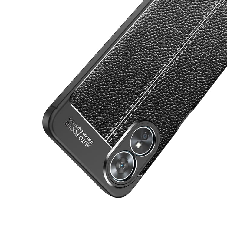 For OPPO A17 Litchi Texture Shockproof TPU Phone Case