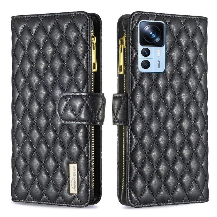 For Xiaomi 12T / 12T Pro / Redmi K50 Ultra Diamond Lattice Zipper Wallet Leather Flip Phone Case
