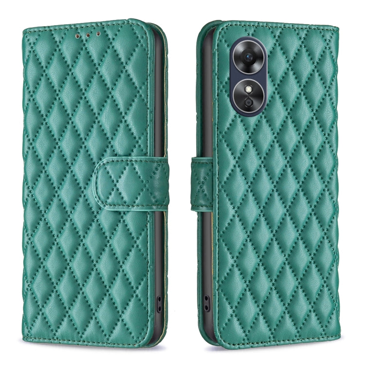 For OPPO A17 Diamond Lattice Wallet Leather Flip Phone Case