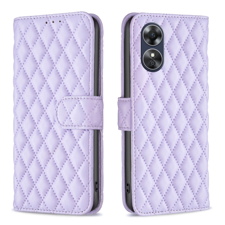 For OPPO A17 Diamond Lattice Wallet Leather Flip Phone Case