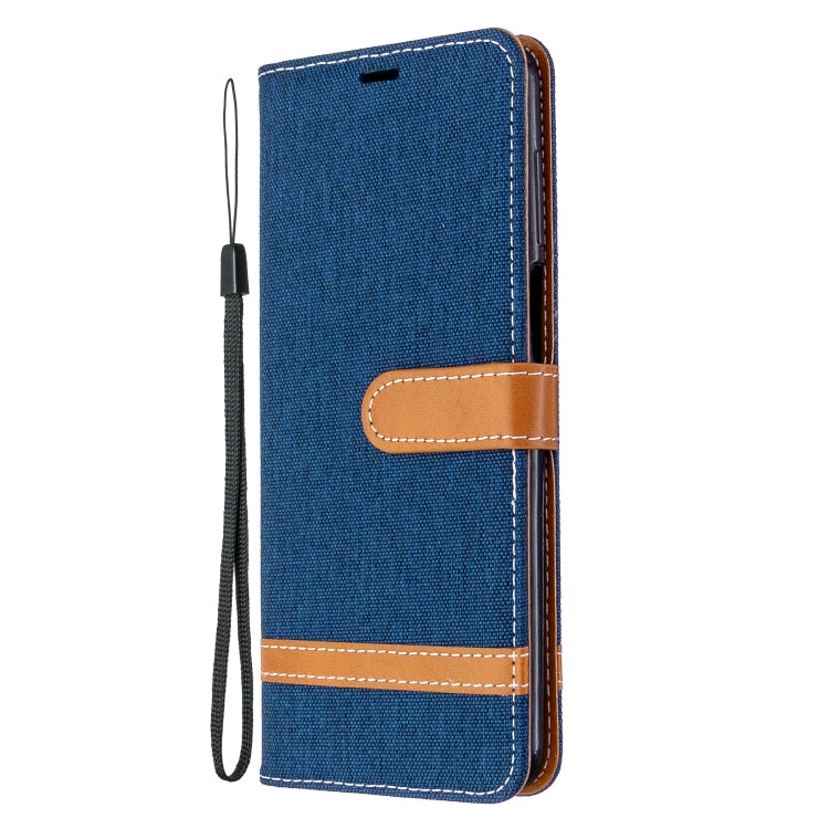 For Xiaomi Redmi Note 9S / Note 9 Pro / Note 9 Pro Max Color Matching Denim Texture Horizontal Flip Leather Case with Holder & Card Slots & Wallet & Lanyard