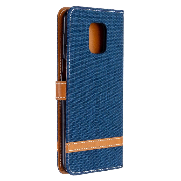 For Xiaomi Redmi Note 9S / Note 9 Pro / Note 9 Pro Max Color Matching Denim Texture Horizontal Flip Leather Case with Holder & Card Slots & Wallet & Lanyard