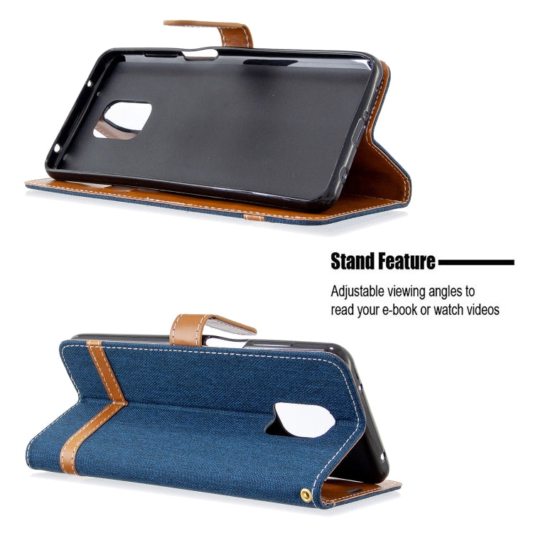 For Xiaomi Redmi Note 9S / Note 9 Pro / Note 9 Pro Max Color Matching Denim Texture Horizontal Flip Leather Case with Holder & Card Slots & Wallet & Lanyard