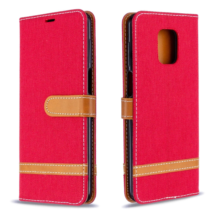 For Xiaomi Redmi Note 9S / Note 9 Pro / Note 9 Pro Max Color Matching Denim Texture Horizontal Flip Leather Case with Holder & Card Slots & Wallet & Lanyard