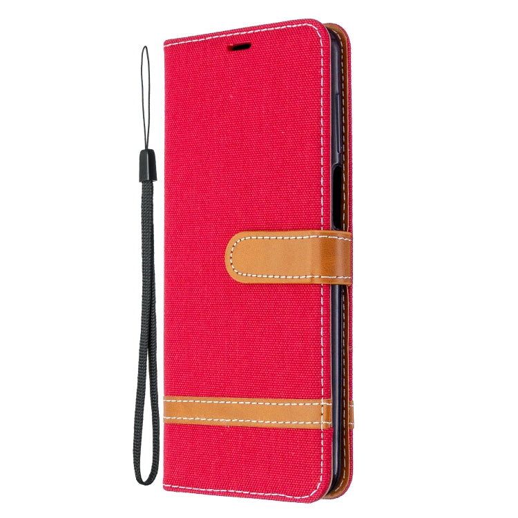 For Xiaomi Redmi Note 9S / Note 9 Pro / Note 9 Pro Max Color Matching Denim Texture Horizontal Flip Leather Case with Holder & Card Slots & Wallet & Lanyard