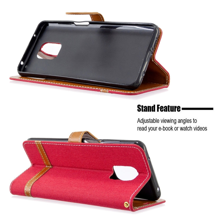 For Xiaomi Redmi Note 9S / Note 9 Pro / Note 9 Pro Max Color Matching Denim Texture Horizontal Flip Leather Case with Holder & Card Slots & Wallet & Lanyard