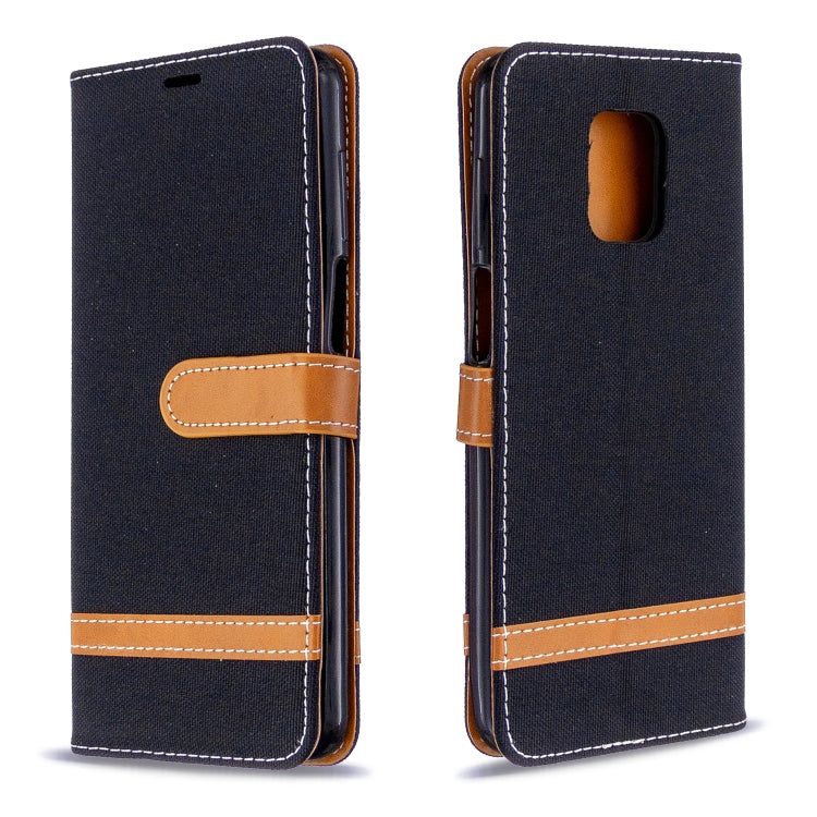 For Xiaomi Redmi Note 9S / Note 9 Pro / Note 9 Pro Max Color Matching Denim Texture Horizontal Flip Leather Case with Holder & Card Slots & Wallet & Lanyard