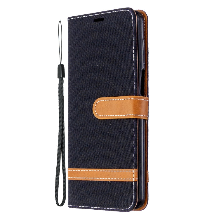 For Xiaomi Redmi Note 9S / Note 9 Pro / Note 9 Pro Max Color Matching Denim Texture Horizontal Flip Leather Case with Holder & Card Slots & Wallet & Lanyard