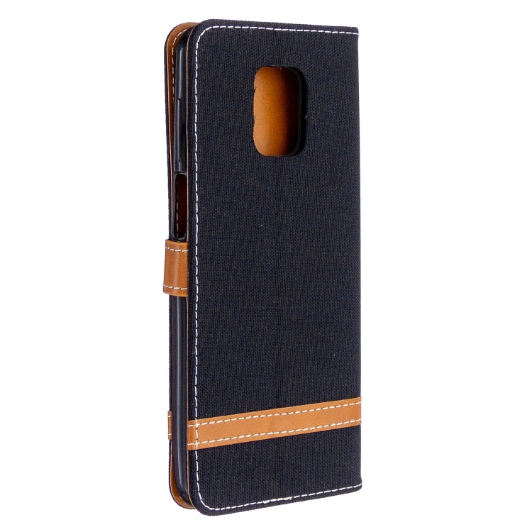 For Xiaomi Redmi Note 9S / Note 9 Pro / Note 9 Pro Max Color Matching Denim Texture Horizontal Flip Leather Case with Holder & Card Slots & Wallet & Lanyard