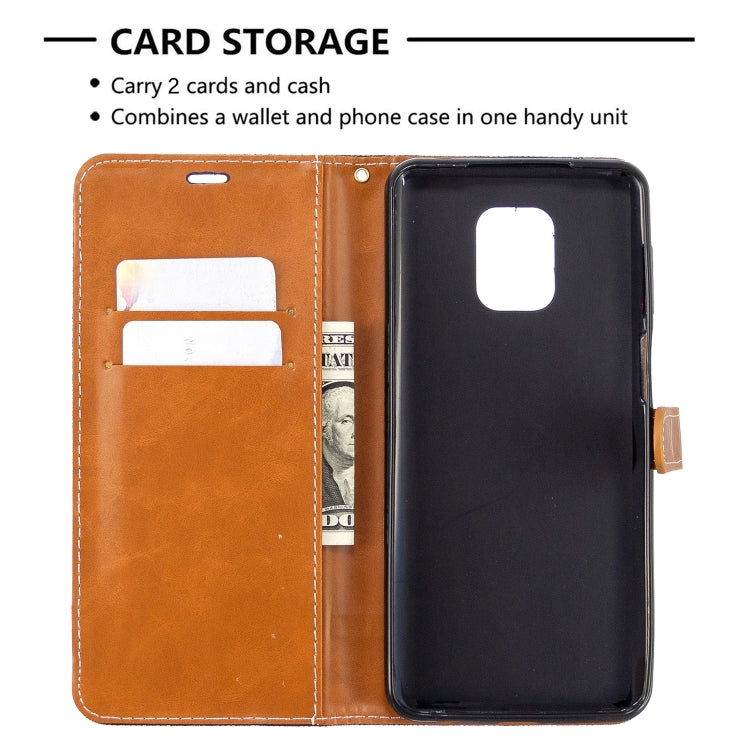 For Xiaomi Redmi Note 9S / Note 9 Pro / Note 9 Pro Max Color Matching Denim Texture Horizontal Flip Leather Case with Holder & Card Slots & Wallet & Lanyard