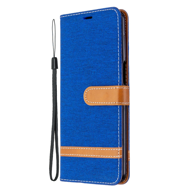 For Xiaomi Redmi Note 9S / Note 9 Pro / Note 9 Pro Max Color Matching Denim Texture Horizontal Flip Leather Case with Holder & Card Slots & Wallet & Lanyard