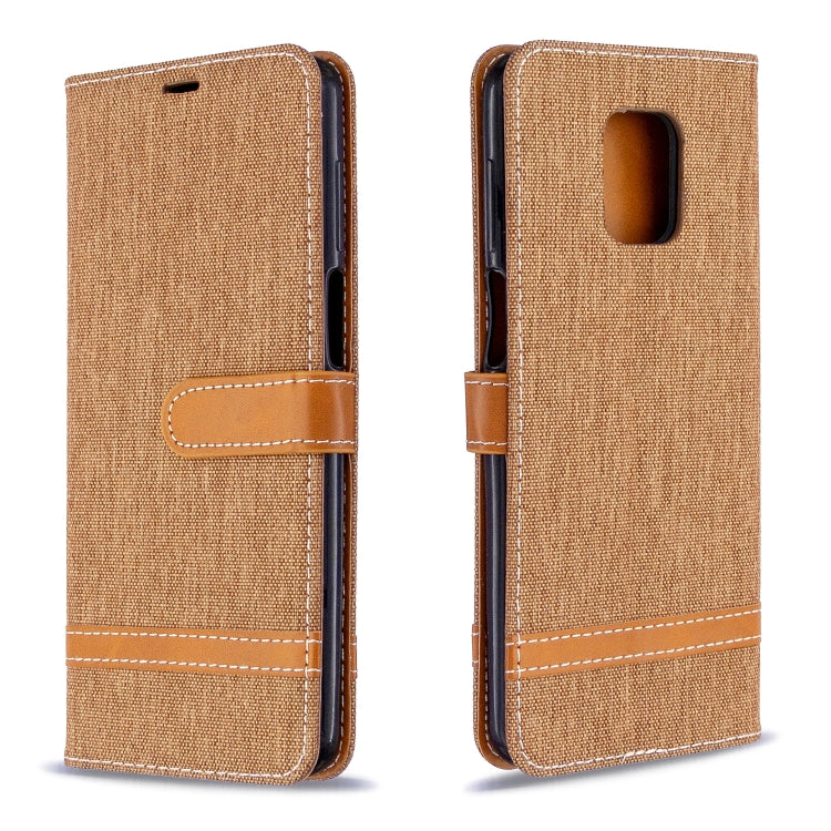 For Xiaomi Redmi Note 9S / Note 9 Pro / Note 9 Pro Max Color Matching Denim Texture Horizontal Flip Leather Case with Holder & Card Slots & Wallet & Lanyard