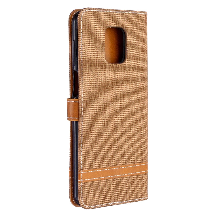 For Xiaomi Redmi Note 9S / Note 9 Pro / Note 9 Pro Max Color Matching Denim Texture Horizontal Flip Leather Case with Holder & Card Slots & Wallet & Lanyard