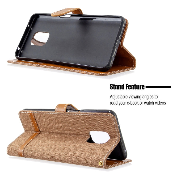 For Xiaomi Redmi Note 9S / Note 9 Pro / Note 9 Pro Max Color Matching Denim Texture Horizontal Flip Leather Case with Holder & Card Slots & Wallet & Lanyard