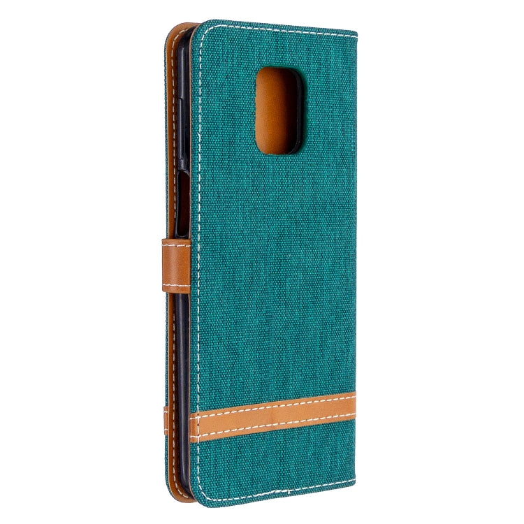 For Xiaomi Redmi Note 9S / Note 9 Pro / Note 9 Pro Max Color Matching Denim Texture Horizontal Flip Leather Case with Holder & Card Slots & Wallet & Lanyard