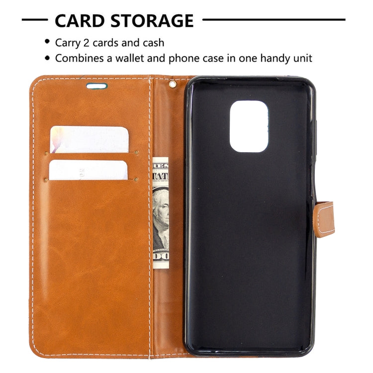 For Xiaomi Redmi Note 9S / Note 9 Pro / Note 9 Pro Max Color Matching Denim Texture Horizontal Flip Leather Case with Holder & Card Slots & Wallet & Lanyard