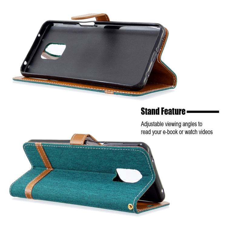 For Xiaomi Redmi Note 9S / Note 9 Pro / Note 9 Pro Max Color Matching Denim Texture Horizontal Flip Leather Case with Holder & Card Slots & Wallet & Lanyard