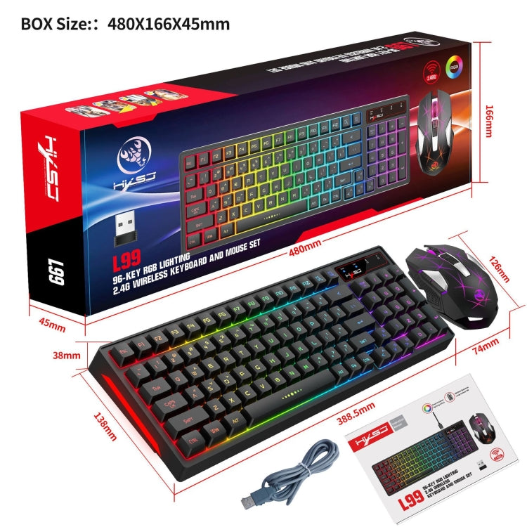 HXSJ L99 Wireless RGB Backlight Rechargeable 2.4G Mouse and Keyboard Set
