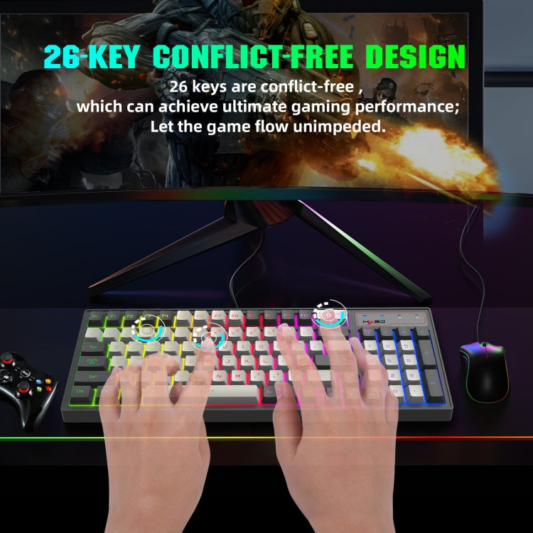 HXSJ V600 96-key RGB Backlit Dual-color Injection-molded Wired Gaming Keyboard