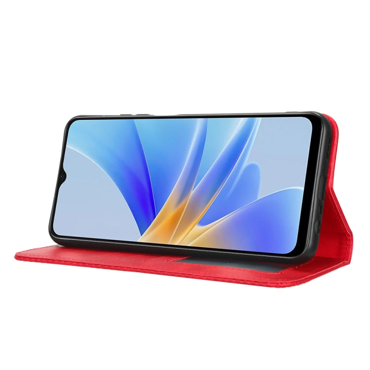 For OPPO A17 Magnetic Buckle Retro Texture Leather Phone Case