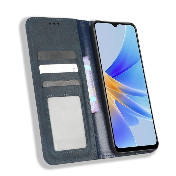 For OPPO A17 Magnetic Buckle Retro Texture Leather Phone Case