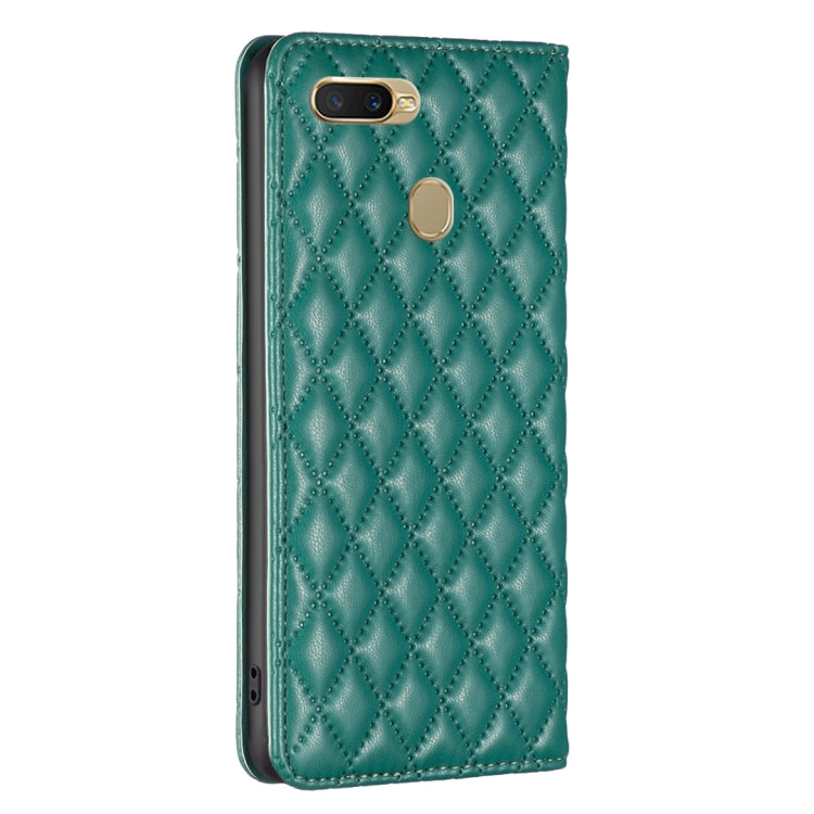 For OPPO A7 Diamond Lattice Magnetic Leather Flip Phone Case