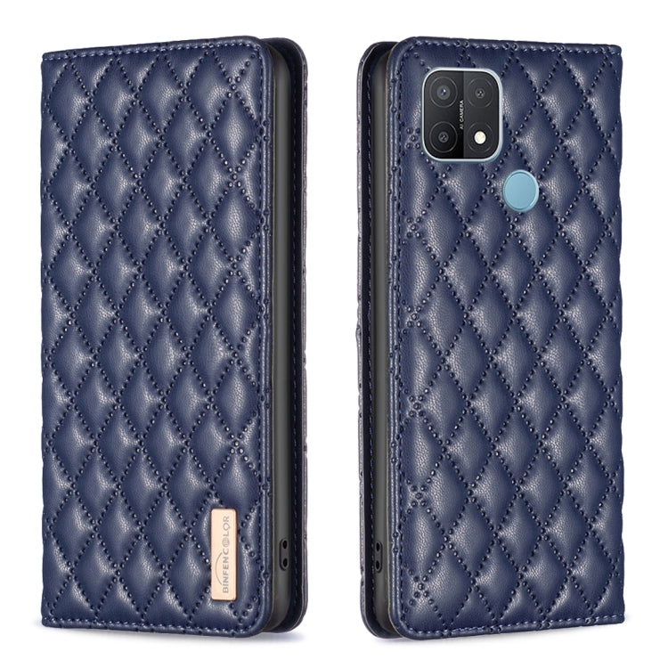 For OPPO A15 Diamond Lattice Magnetic Leather Flip Phone Case